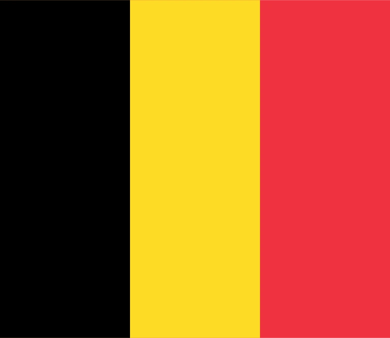 The flag of Belgium is composed of three equal vertical bands of black, yellow and red.