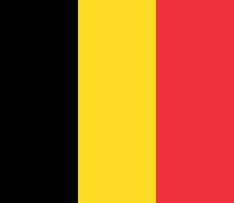 The flag of Belgium is composed of three equal vertical bands of black, yellow and red.