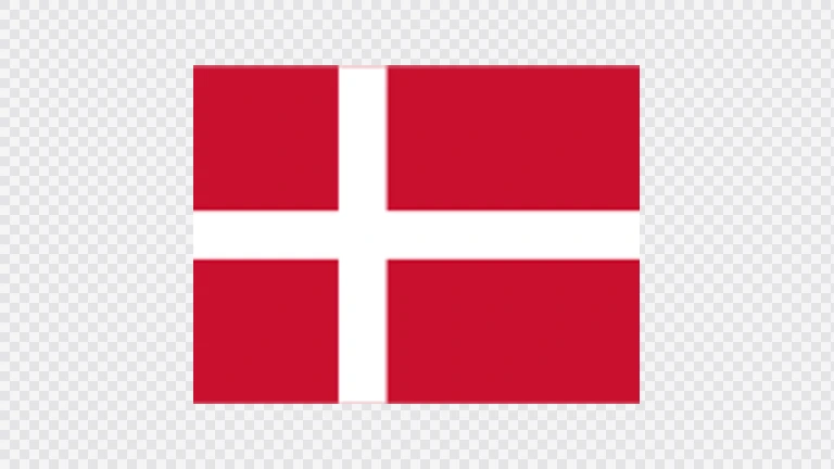The flag of Denmark has a red field with a large white cross that extend to the edges of the field. The vertical part of this cross is offset towards the hoist side.