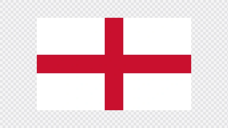 The flag of England has a red Saint George's Cross centered on a white field.