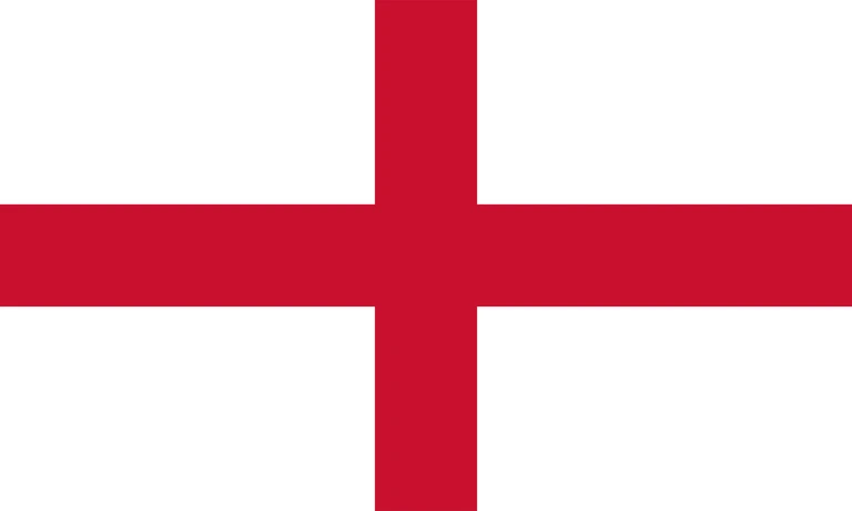 The flag of England has a red Saint George's Cross centered on a white field.