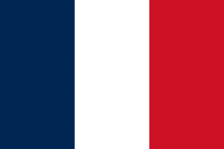 The flag of France is composed of three equal vertical bands of blue, white and red.