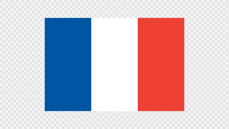 The flag of France is composed of three equal vertical bands of blue, white and red.