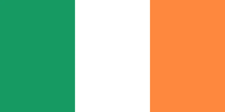 The flag of Ireland is composed of three equal vertical bands of green, white and orange.