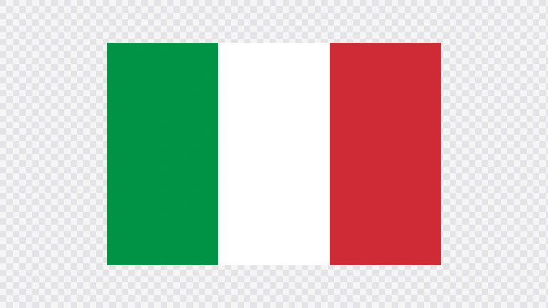 The flag of Italy is composed of three equal vertical bands of green, white and red.