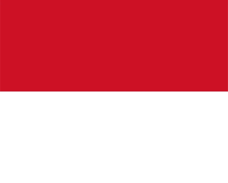 The flag of Monaco is composed of two equal horizontal bands of red and white.