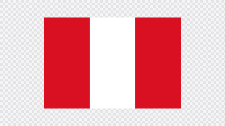The flag of Peru is composed of three equal vertical bands of red, white and red, with the national emblem centered in the white band.