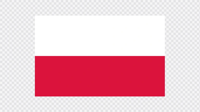 The flag of Poland is composed of two equal horizontal bands of white and red.