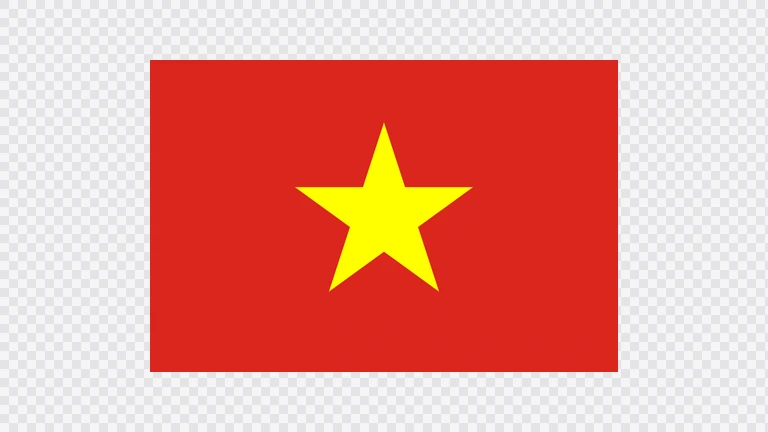The flag of Vietnam features a large five-pointed yellow star on a red field.